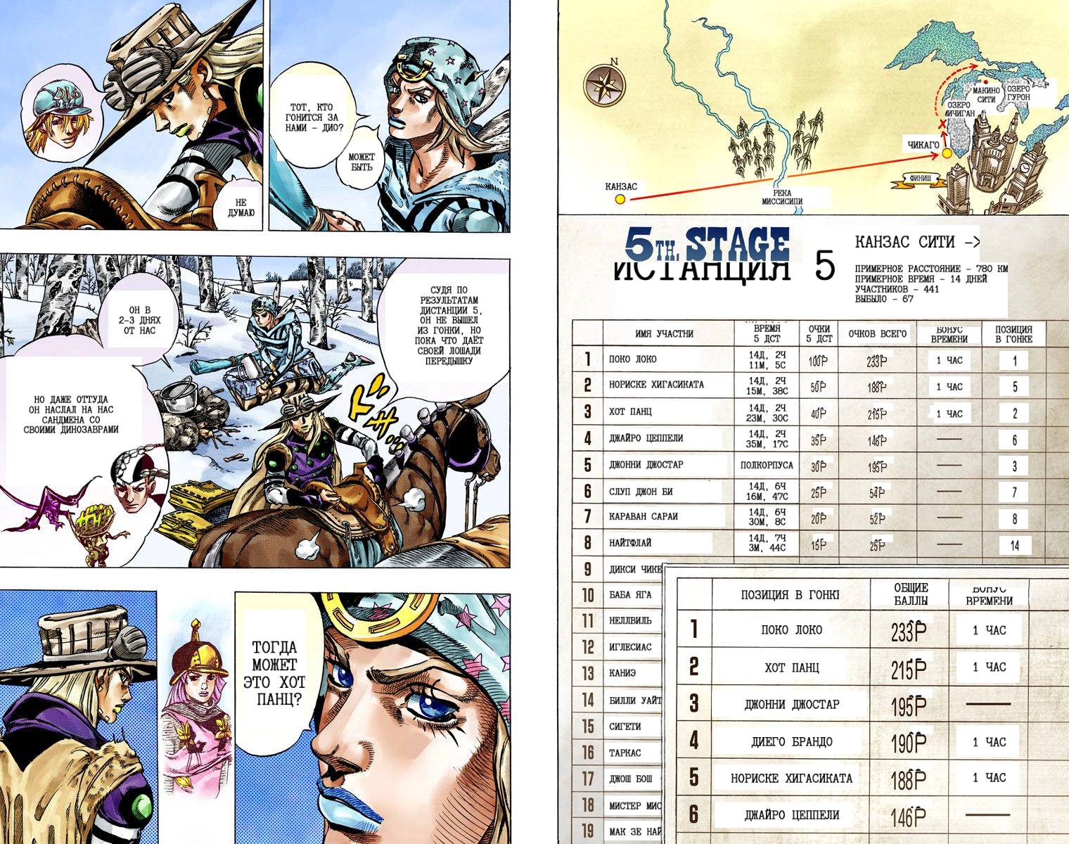 Манга Невероятные Приключения ДжоДжо Часть 7: Steel Ball Run (Цветная версия) - Глава 44 Страница 72